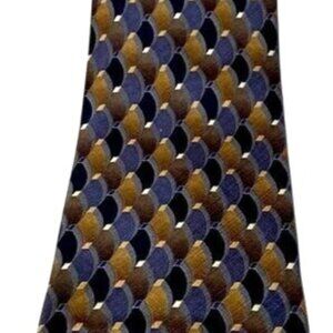 Carlo Palazzi Studio Geometric Silk Tie Hand Made In Korea Brown/Blue